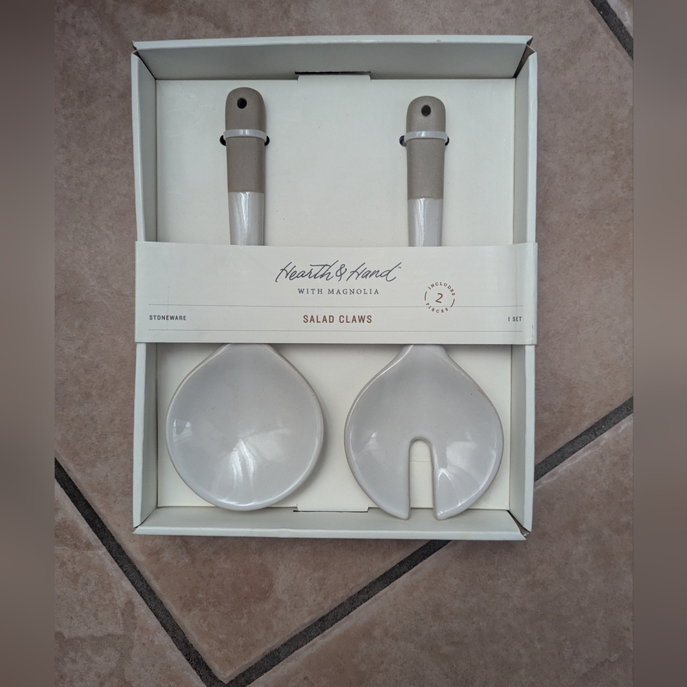 Hearth And Hand Stoneware Salad Claws - Cream